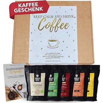 Coffee Gift Set 5 x 100 g - Gift Idea - Coffee Beans Gift Trial Set - Keep Calm and Drink Coffee