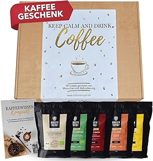 Kaffee Geschenkset (5 x 100g) - Geschenkidee - Kaffeebohnen Geschenk Probiertset - Keep calm and drink Coffee