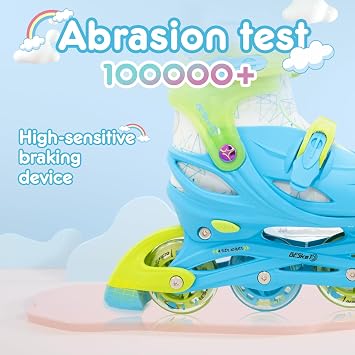 Light up Inline Skates for Girls Boys, 4 Size Adjustable Roller Shoes with Full Illuminating Wheels for Kids, Hard Shell Roller Skates for Beginner Children Teens & Adult Youth