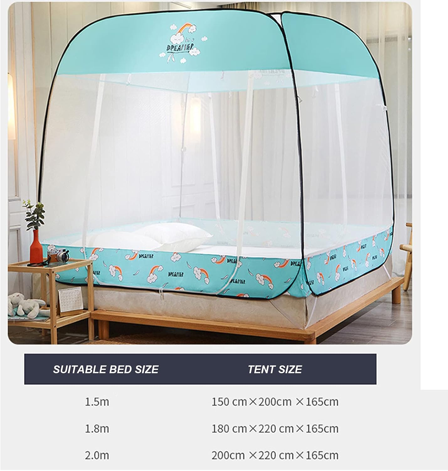 Bed Canopy, Anti-Mosquito Net with Zipper Double Door Camping Curtain Prevent Insect Tent for Bed Bedroom Outdoor Easy Installation Bedding,Orange,180 ×220 ×165cm