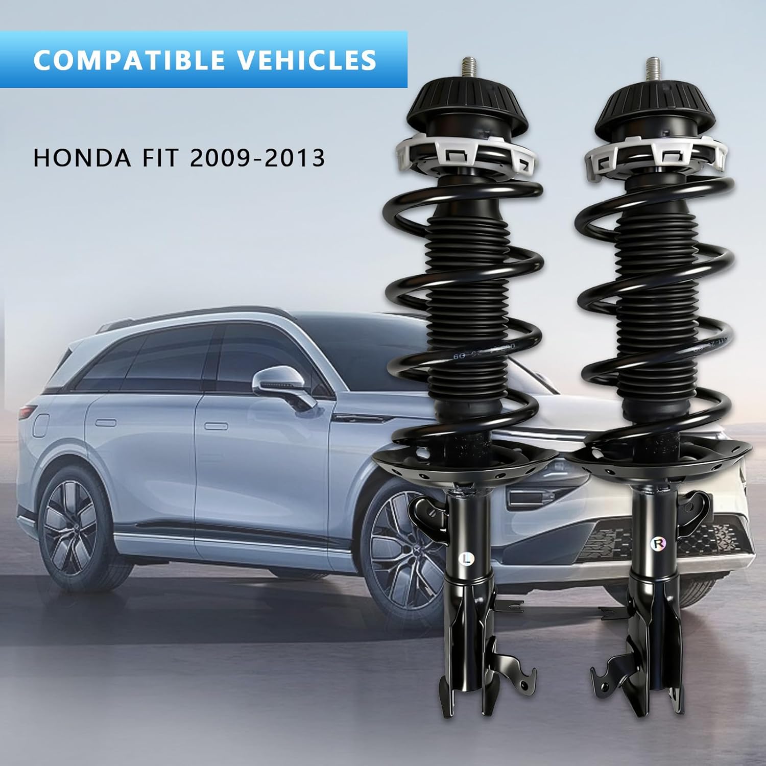 2 PCS Front Complete Struts Spring Assembly Struts Shock Absorber Fit for 2009-2013 Honda Fit, 2010-2014 Honda Insight, Replace OE: 1333440L 1333440R