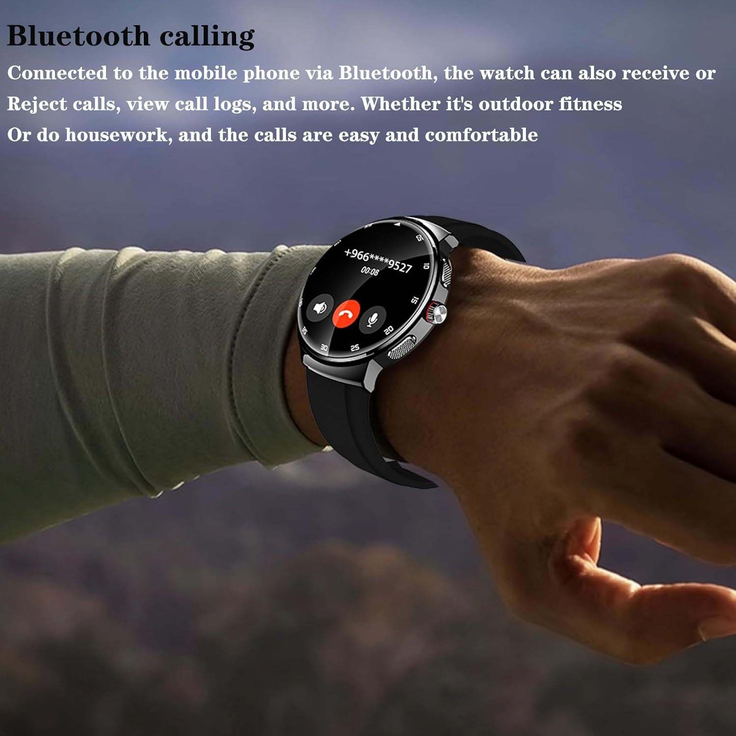 ساعة ذكية رجالية بشاشة AMOLED 1.43 إنش، مكالمات بل...