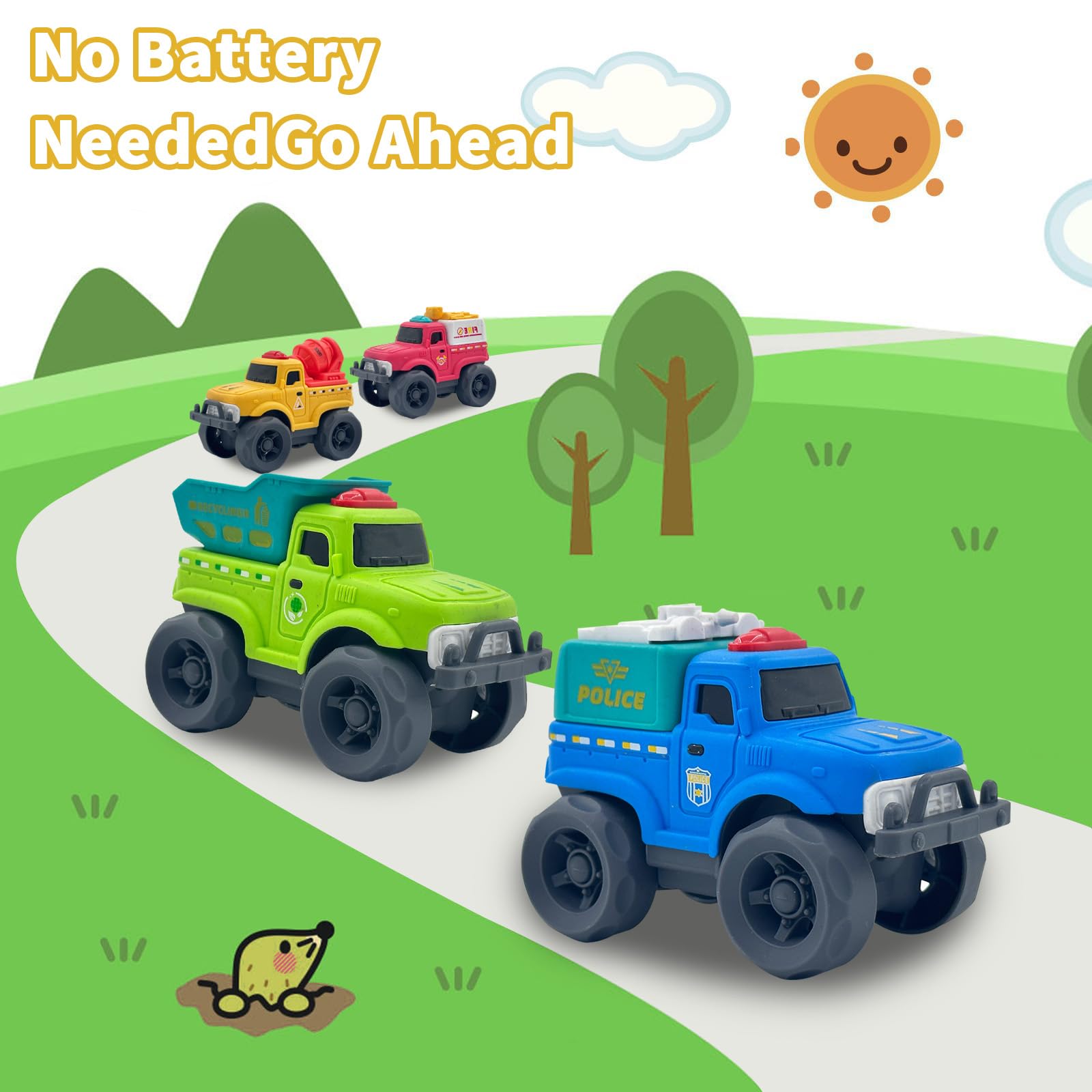 Cicili Toddler Car Toys for Boy Girl 1-3 Year Old, Yellow Mixer Cement Truck, BPA Free, Phthalates Free, PVC - Image 4