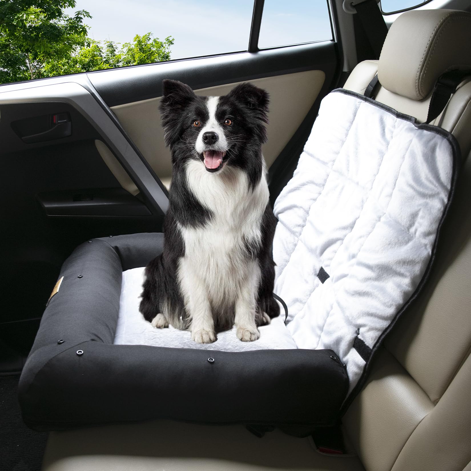 BingoPaw Hunde Autositz für große Hunde, 3-in-1 Verstärkter Autositz mit Befestigungsgurten, wasserdicht rutschfest Hundeautositz Hundesitz Auto Rückbank, L 85x54x50 cm