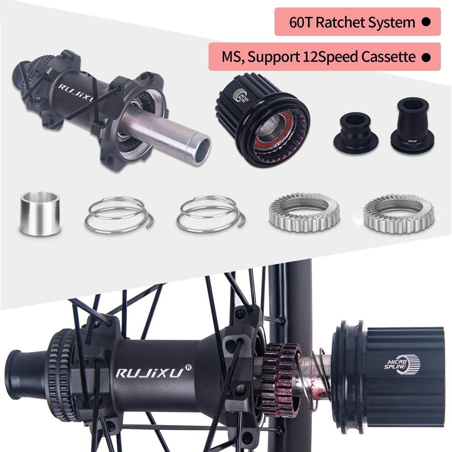 Set di ruote Carbon Hybrid/MTB 29"/700C Thru Axle BOOST, MS 12V