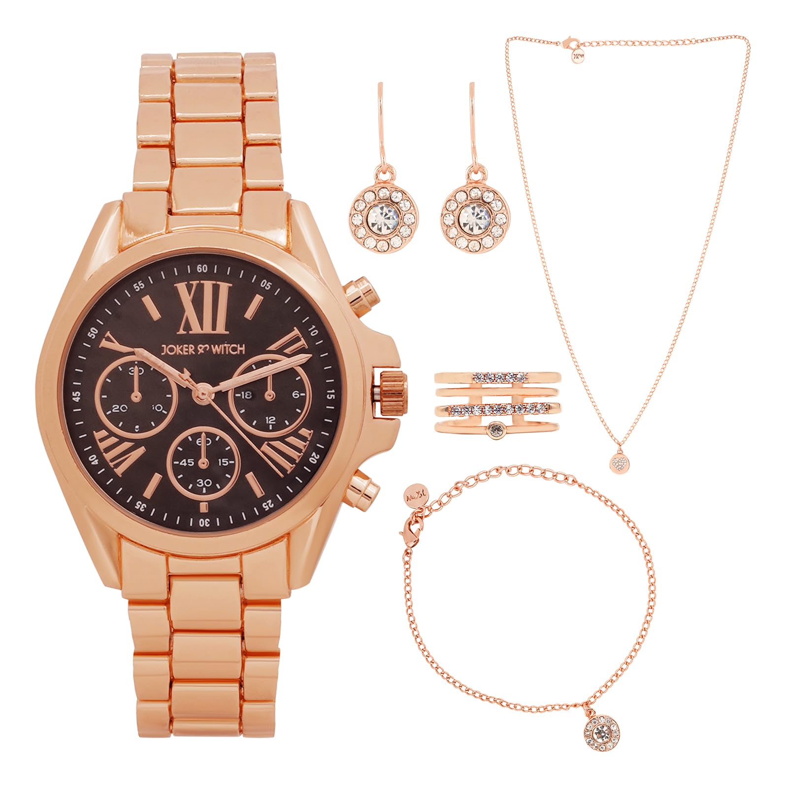 Joker & Witch Stainless Steel Women Jada Love Stack Analogue Watch Gift Set, Black Dial, Rose Gold Band (B0CGR7WWTP) Amazon Price History, Amazon Price Tracker