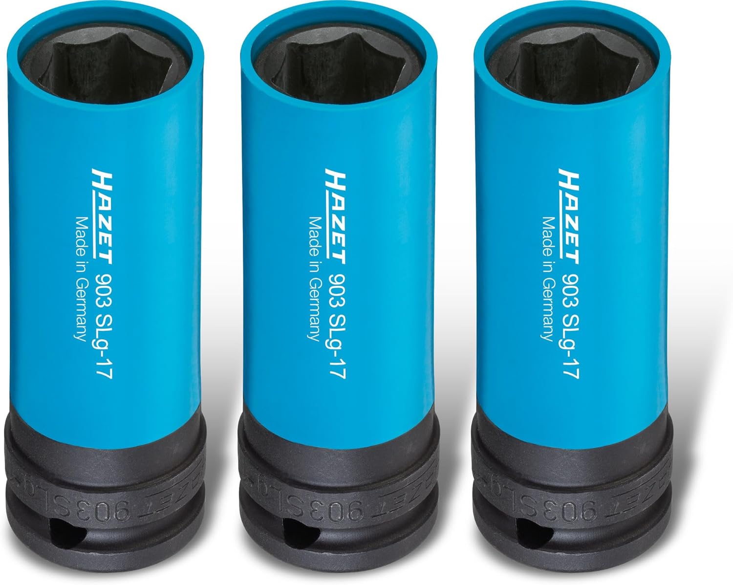 HAZET socket 903SLG-17/3, 1/2 inch square drive, 17mm wrench size, with plastic sleeve, supports gentle wheel fitting, especially for tires with aluminium rims