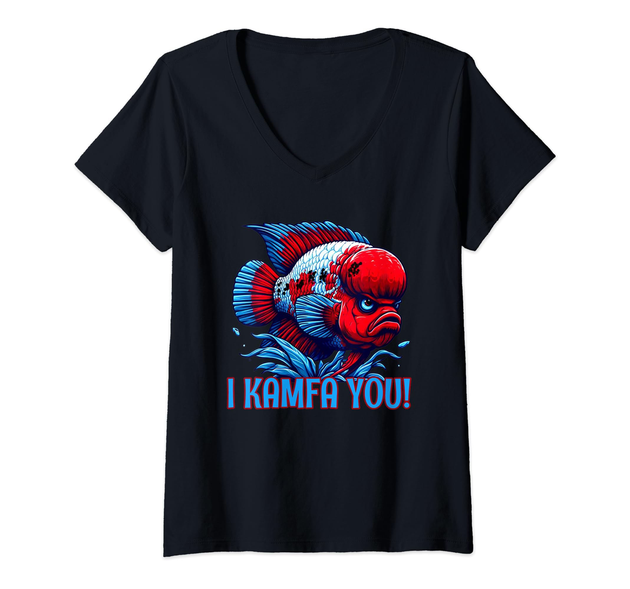 Kamfa Flowerhorn Cichlid I Kamfa You! Funny Flowerhorn Lover V-Neck T-Shirt