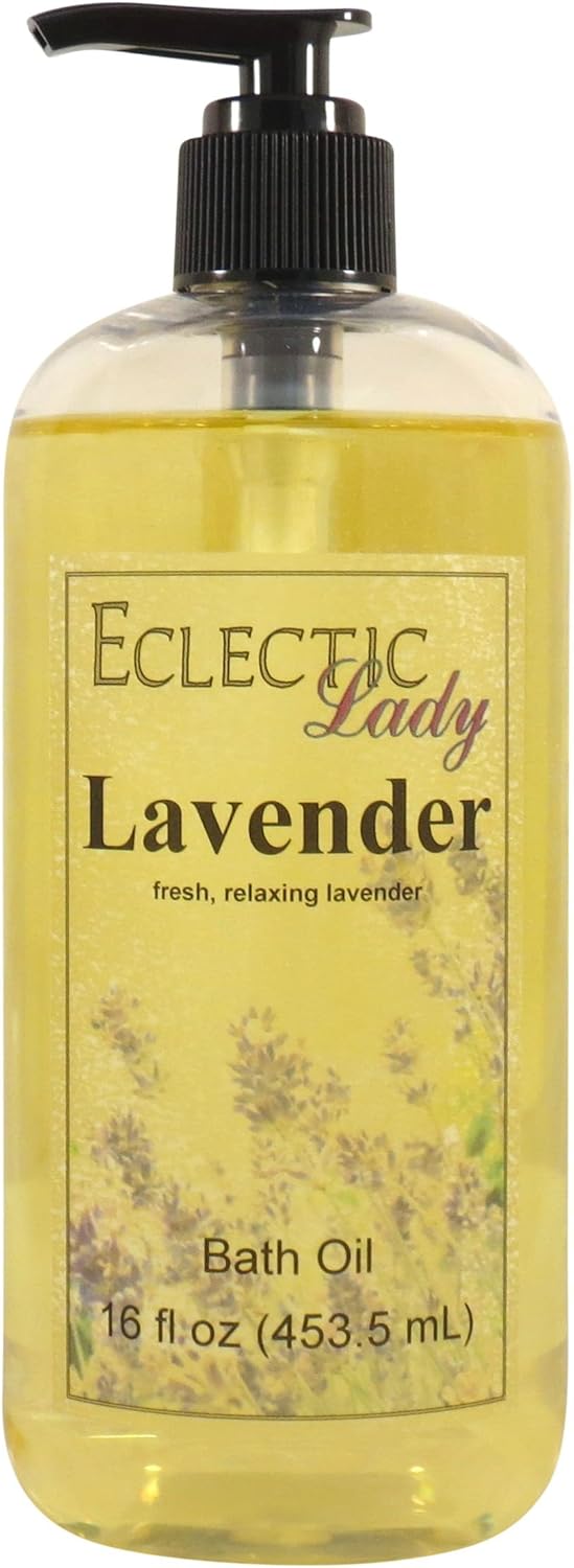 Lavender Bath Oil - Scented Body Oil - Relaxing & Moisturizing Bathing Oil - Fragrance Body Oil For Dry & Rough Sensitive Skin - 16 oz