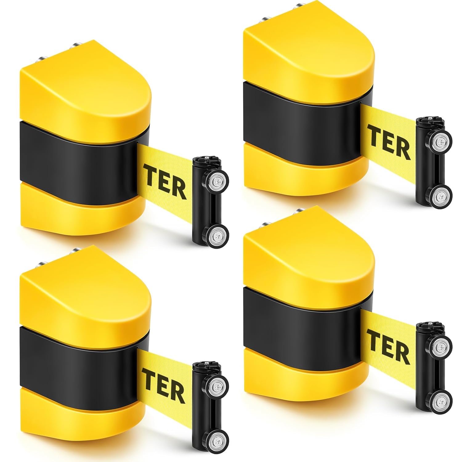 Barydat 4-Pack 16.4ft Magnetic Retractable Wall Barriers - Caution Do Not Enter Safety Belts for Stores, Stadiums, Events