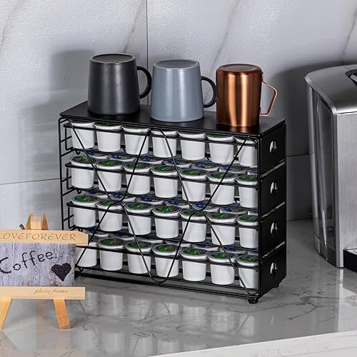 Miniatura 6 de Flagship Soporte para tazas K para Keurig Pod K Cup Storage 4 Tier K Cup Drawer Organizer para mostrador (capacidad de 56 cápsulas)