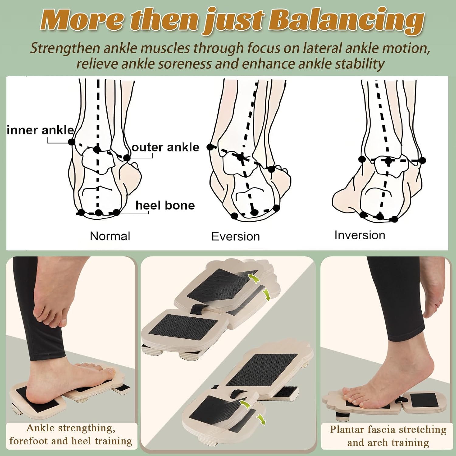Ankle Strengthener & Balance Board – Wobble Board For Rehab, Plantar Fasciitis Relief, Non-Slip Foot Trainer With Resistance Bands