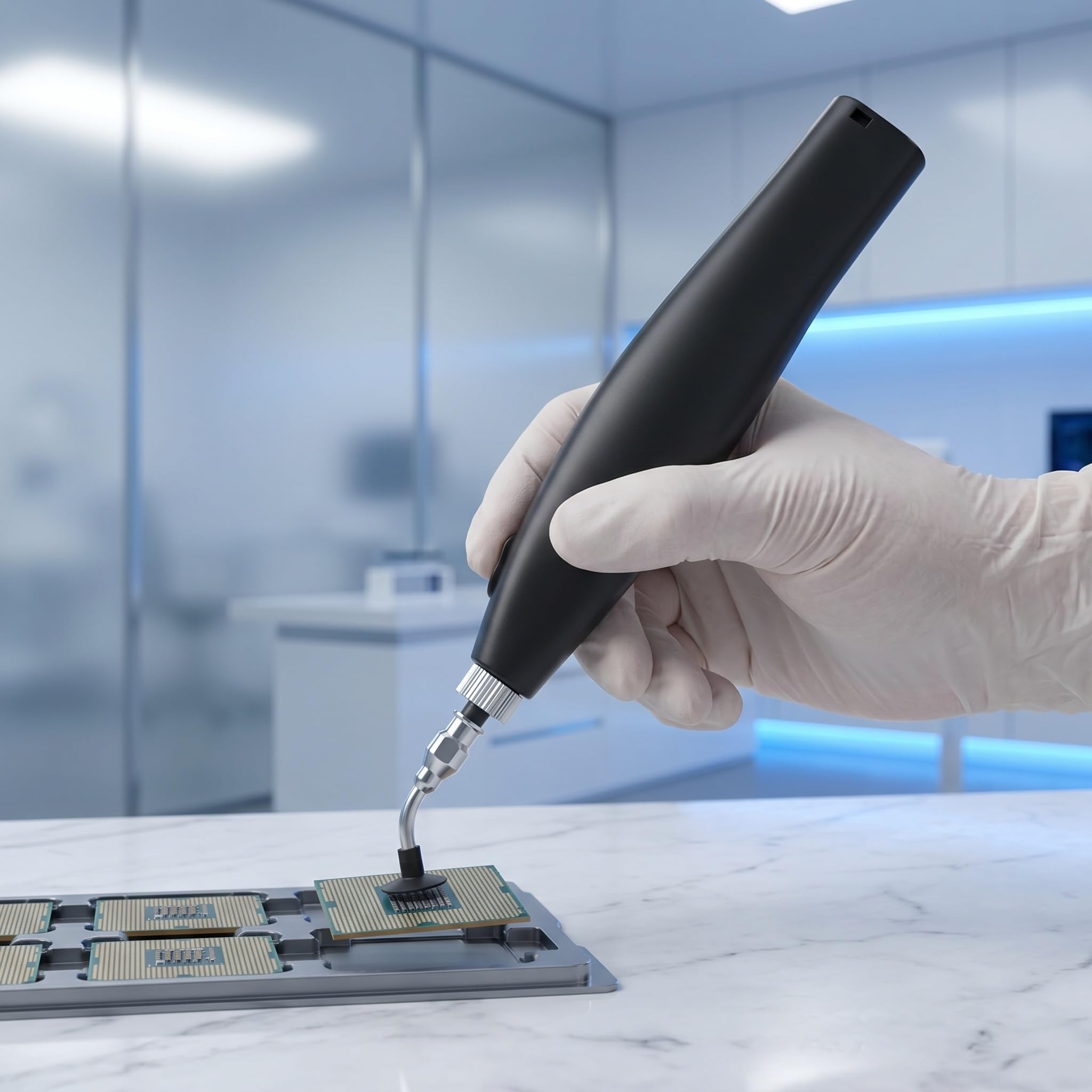 Herramienta De Recogida por Vacío, Lápiz De Succión Eléctrico por Vacío, con 5 Cabezales De Succión Antiestáticos, 2 Agujas De Succión, para Trabajos De Reparación De Chips IC, SMD Y SMT.