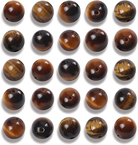 100 cuentas de piedras preciosas redondas sueltas de ojo de tigre amarillo liso natural de 0.315 pulgadas para fabricación de joyas con cordón