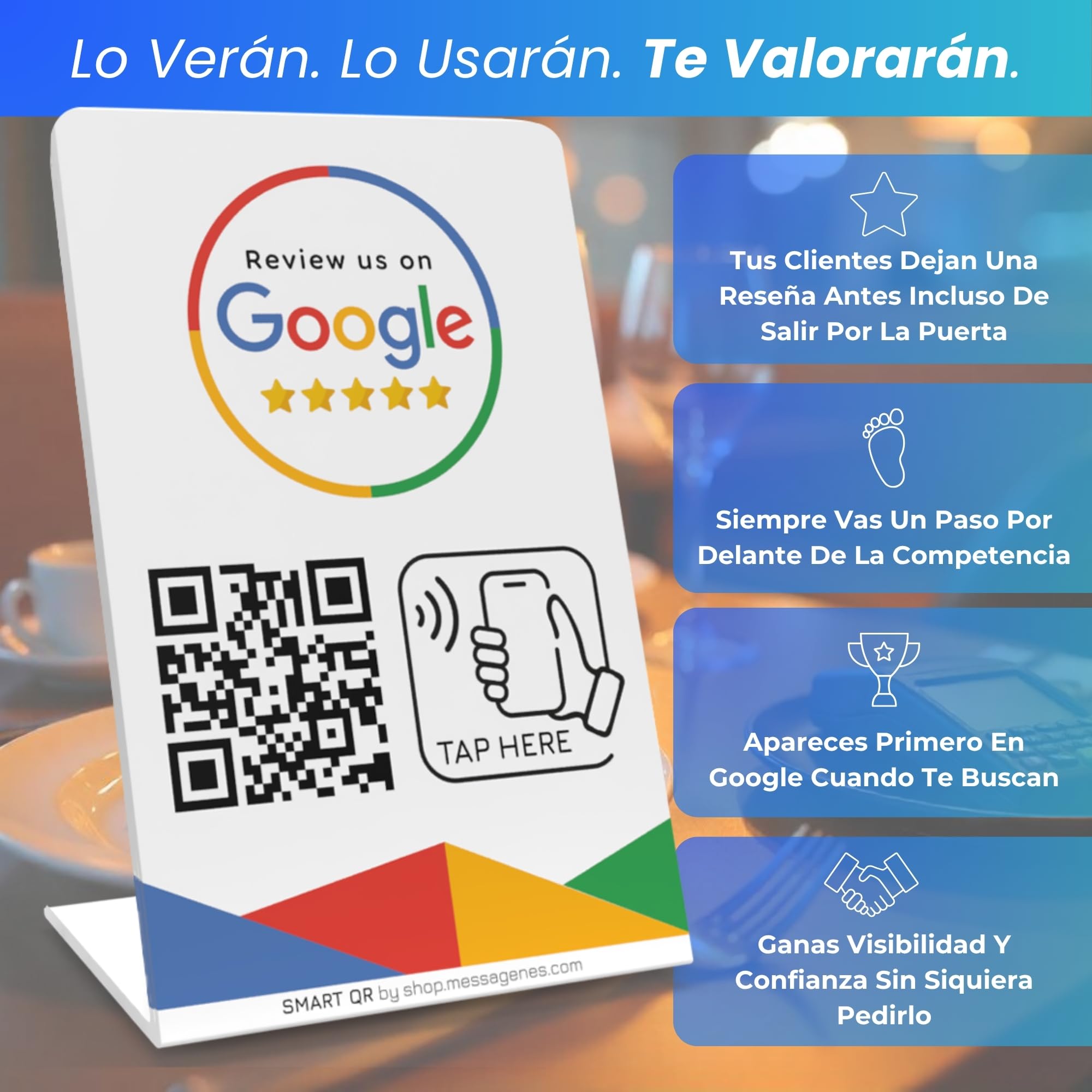 MESSAGENES - Soporte de Mostrador con NFC y QR | Soporte para Redes Sociales | Enlace Editable para RRSS | 1 Unidad | QR Dinámico Editable | Analíticas de Escaneo | Sirve para iPhone y Android