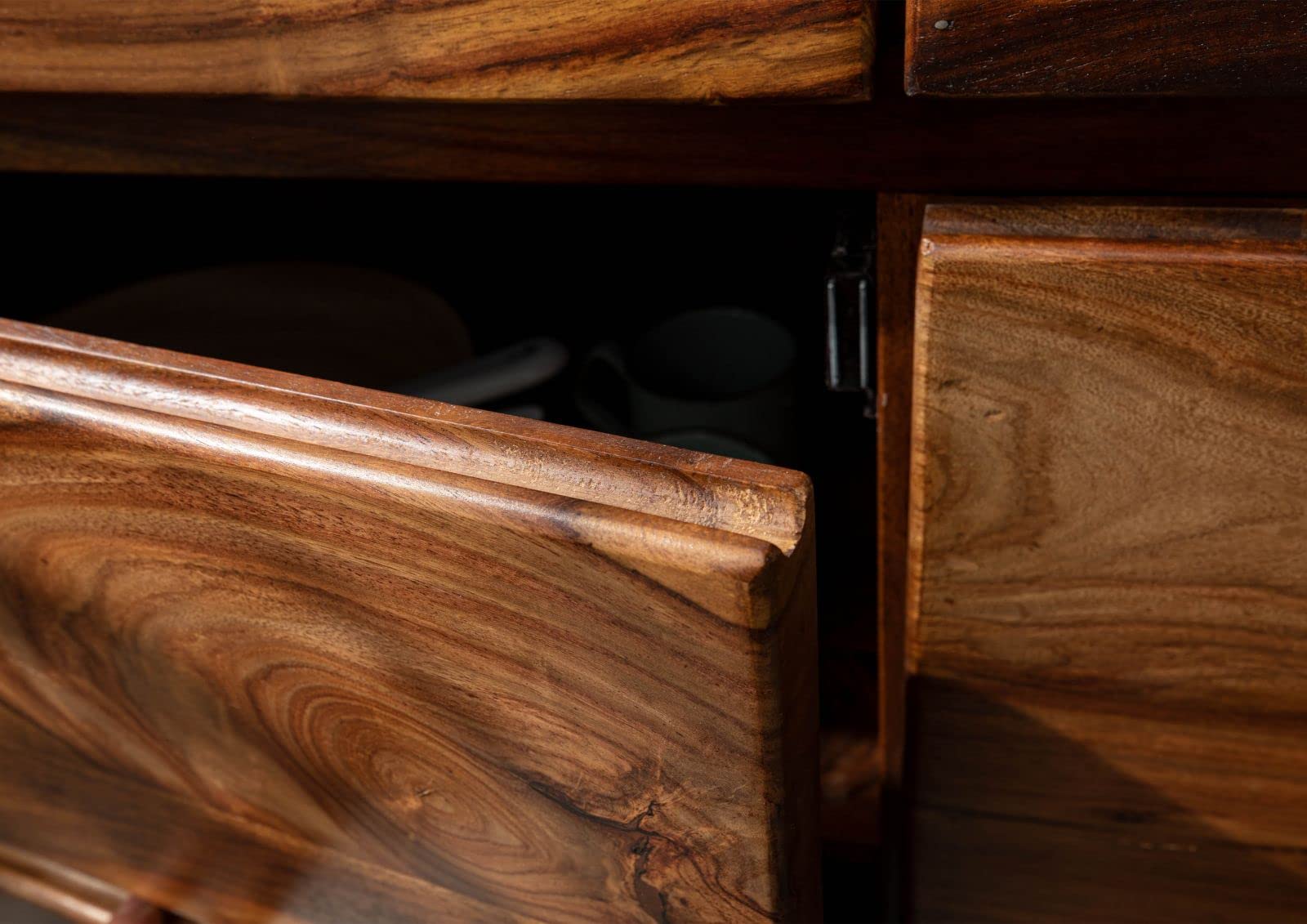 MASSIVMOEBEL24.DE | Toronto Highboard Sheesham/Palisander - Verschiedene Größen und Farben, Farbe:Dunkelbraun gewachst, Größe:166x40x145 cm (BxTxH)