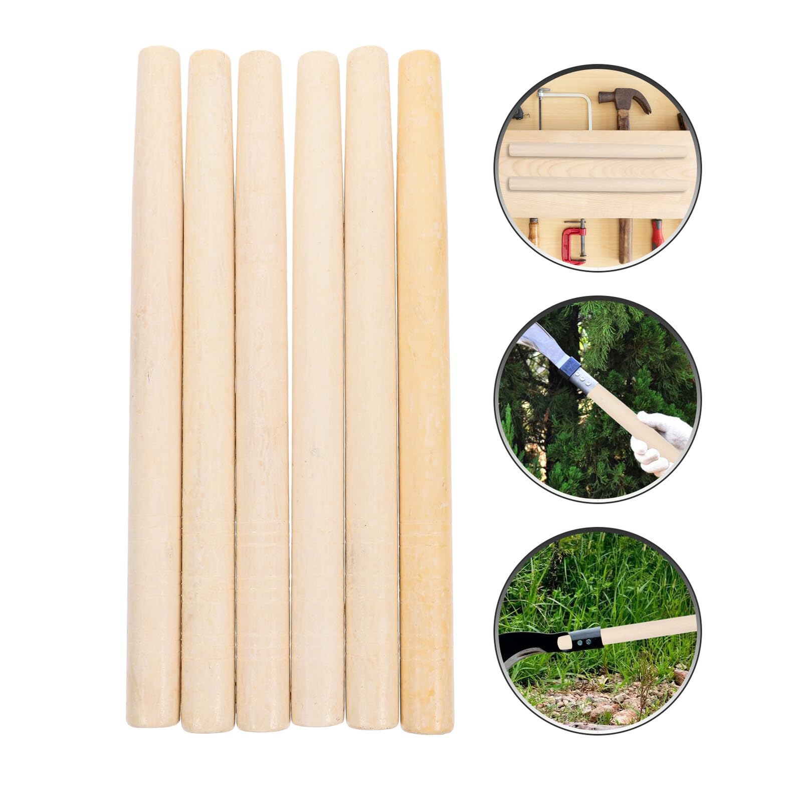 Levemolo 6 Stück Holzgriff für Gartengeräte Holzstiele Ersatzgriff für Beil Schaufel Hacke Vielseitig Einsetzbar Handermüdung
