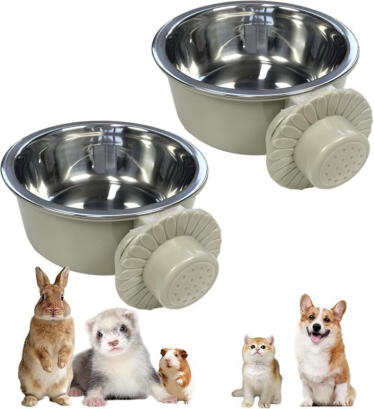 Tigela suspensa para pequenos animais em aço inoxidável kathson 250 mL – Pacote com 2