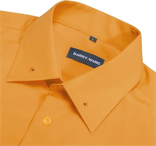 Miniatura 7 de Barry.Wang Camisas de vestir sólidas de manga larga para hombre, camisa formal, cuello alfiler, multicolor, negocios, casual, camisas con botones
