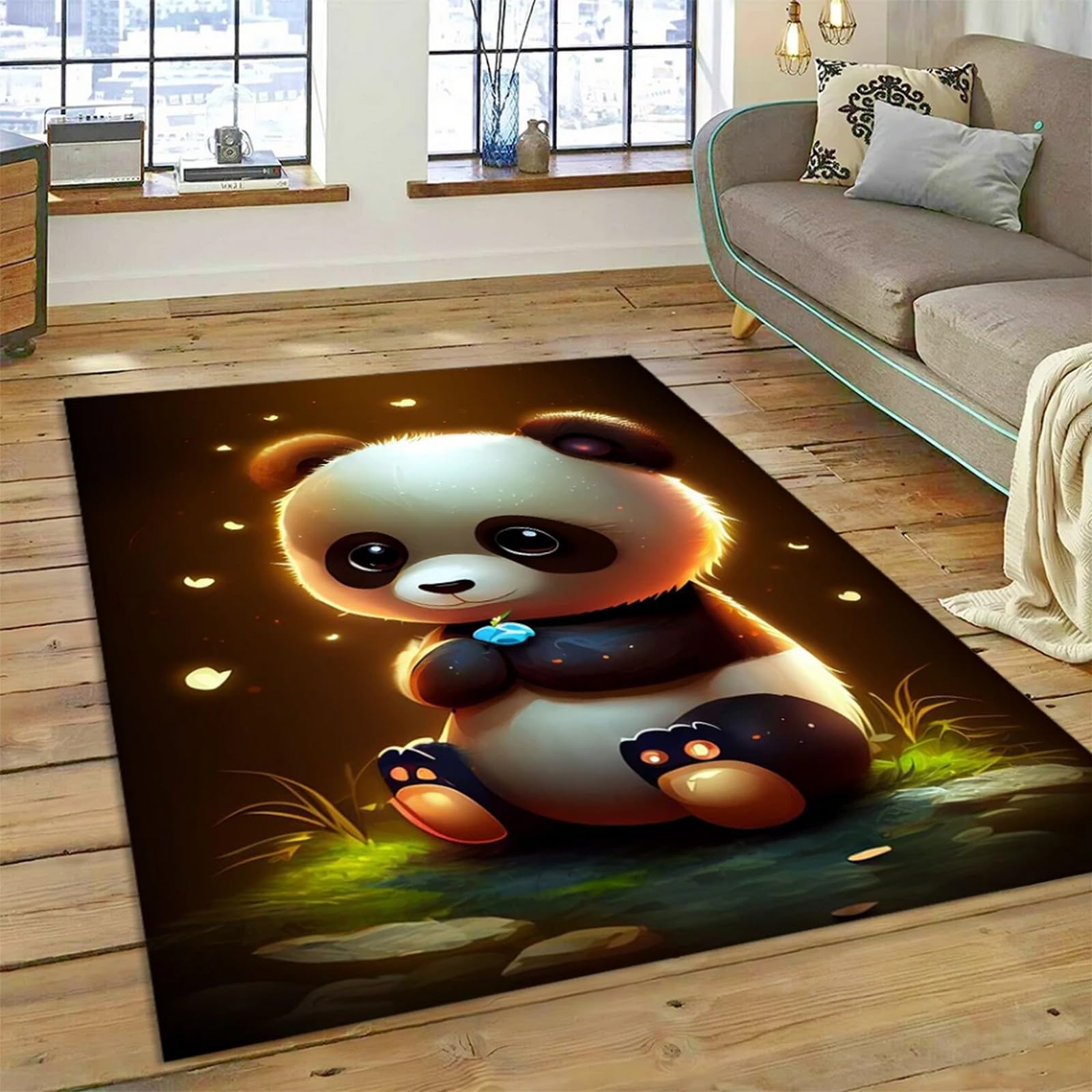 Tapis lavable pour enfants antidérapant motif panda mignon