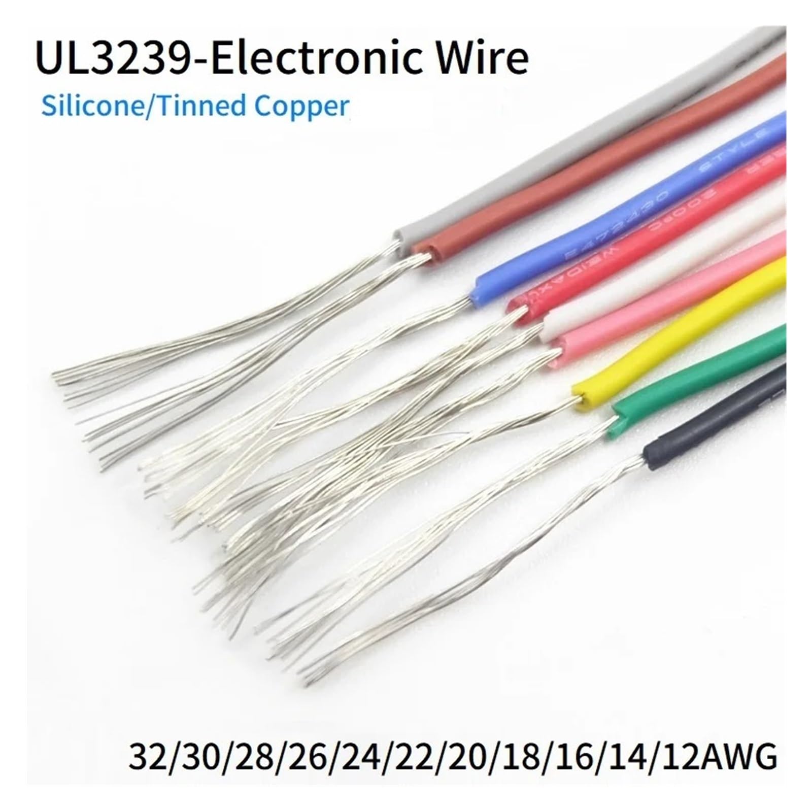 Cable de Cobre de 5M/10M 18 16 14 AWG Silicona Suave 3239 Cable electrónico de iluminación Aislado Flexible(Red,10m 14AWG)