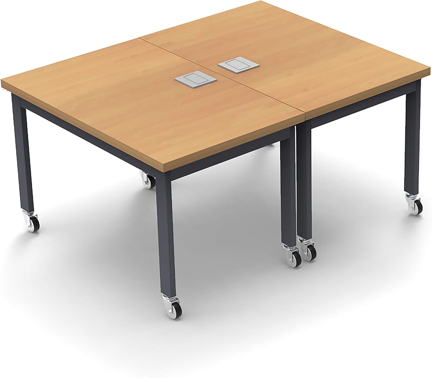 6 Person Conference Tables Meeting Seminar Model 6413 2pc Color Beech X-Thick Tops, Industrial Casters, Ready to Use. (Tables, Power Bars Included, Seating NOT Included) : Office Products
