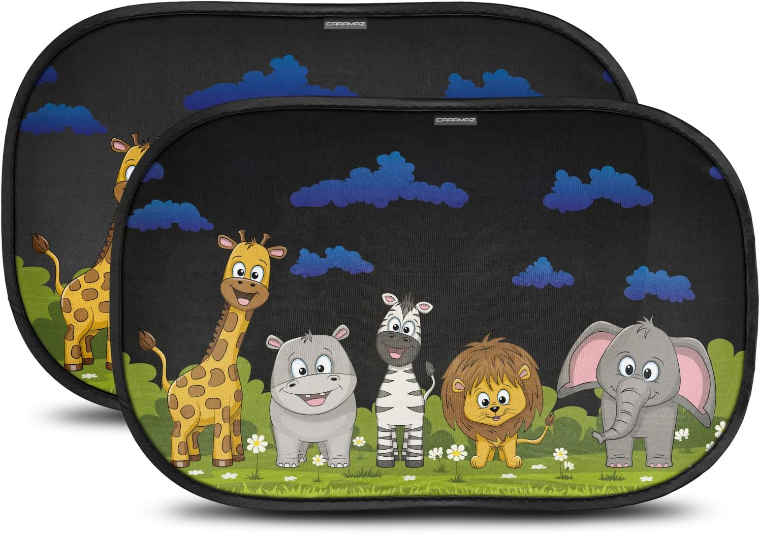 Car sunshade with optidark protection - with suction cup, to protect babies and pets from the sun, 2 baby sunshades with animals