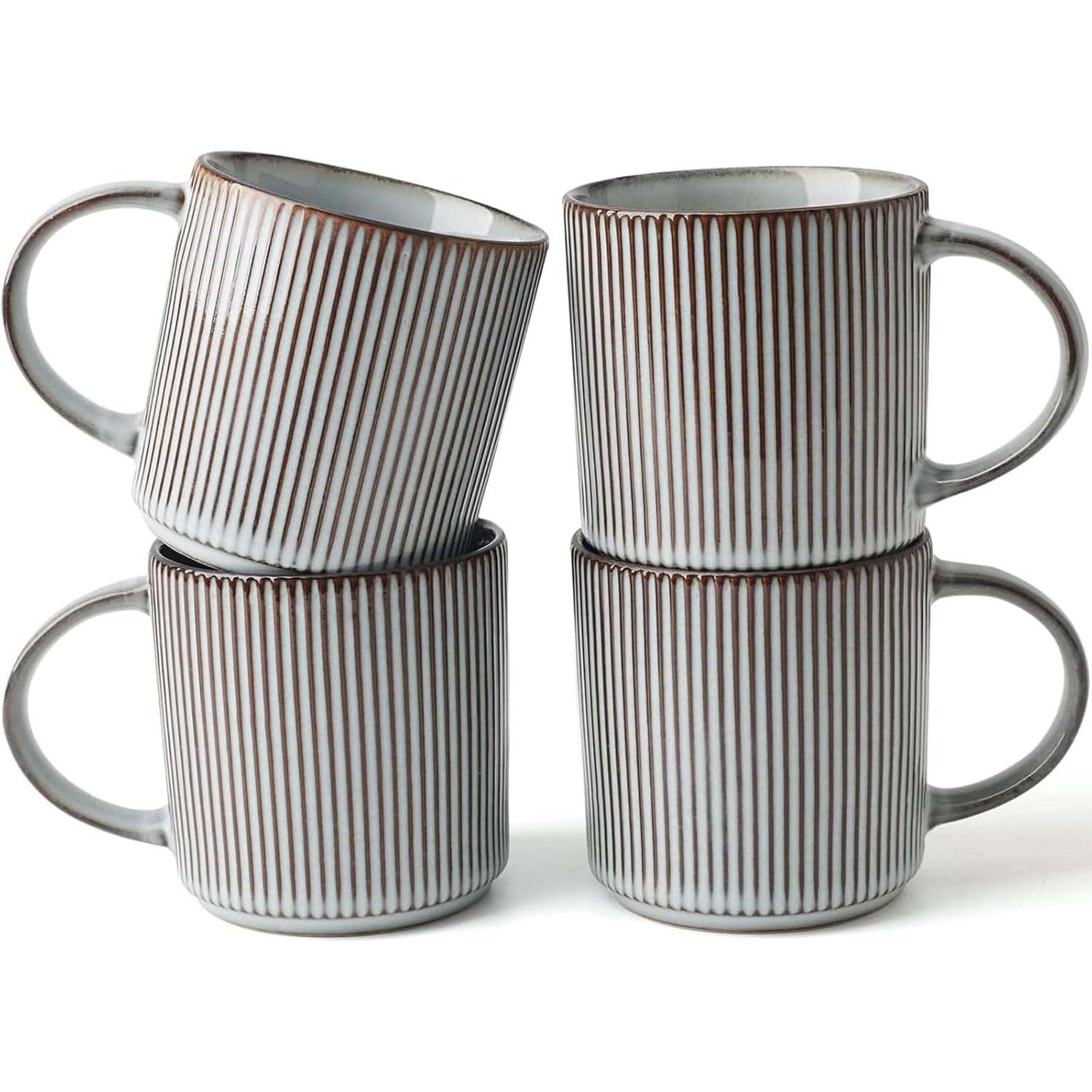 Richmount Star Coffee Mugs Set of 4, 12oz/340ml Stoneware Tea Cups with Large Handle for Latte/Cappuccino/Milk/Cocoa/Tea, Microwave & Dishwasher Safe, Smoky Blue โ image 1