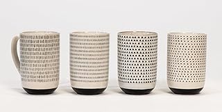 House Beautiful Versatile Modern Stoneware Mug Set - 19.5 oz, Set of 4 (Metro Mornings)