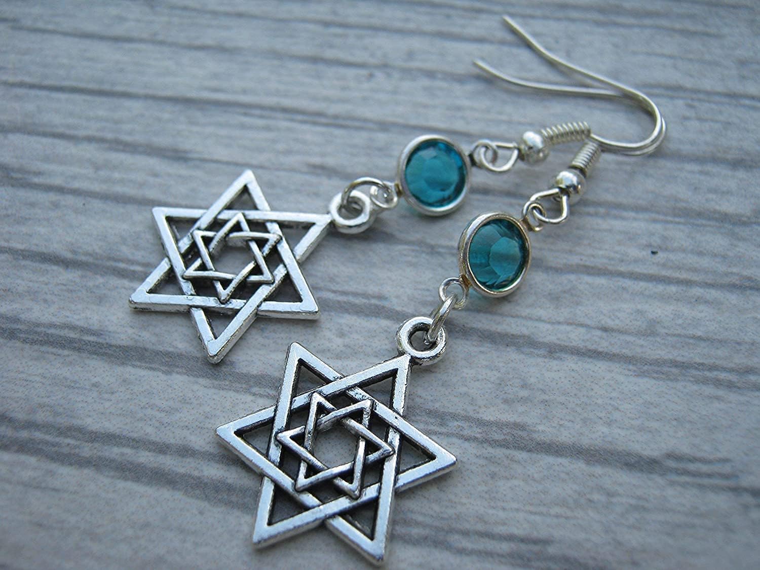 Star of David Birthstone Earrings, Hanukkah Earrings, Jewish Jewelry, Personalized Israeli Earrings, Judaism Earrings