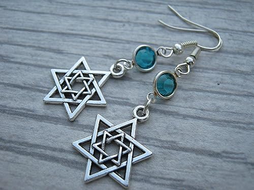 Miniatura 2 de Star of David Birthstone Earrings, Hanukkah Earrings, Jewish Jewelry, Personalized Israeli Earrings, Judaism Earrings