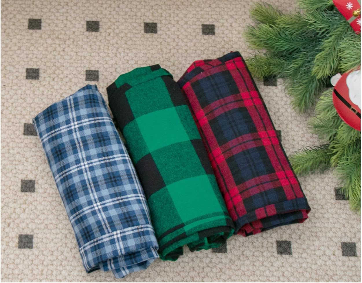 3 Pack Big Boys Pajama Pants,Soft Cotton Plaid Lounge Bottoms 8-17 Years