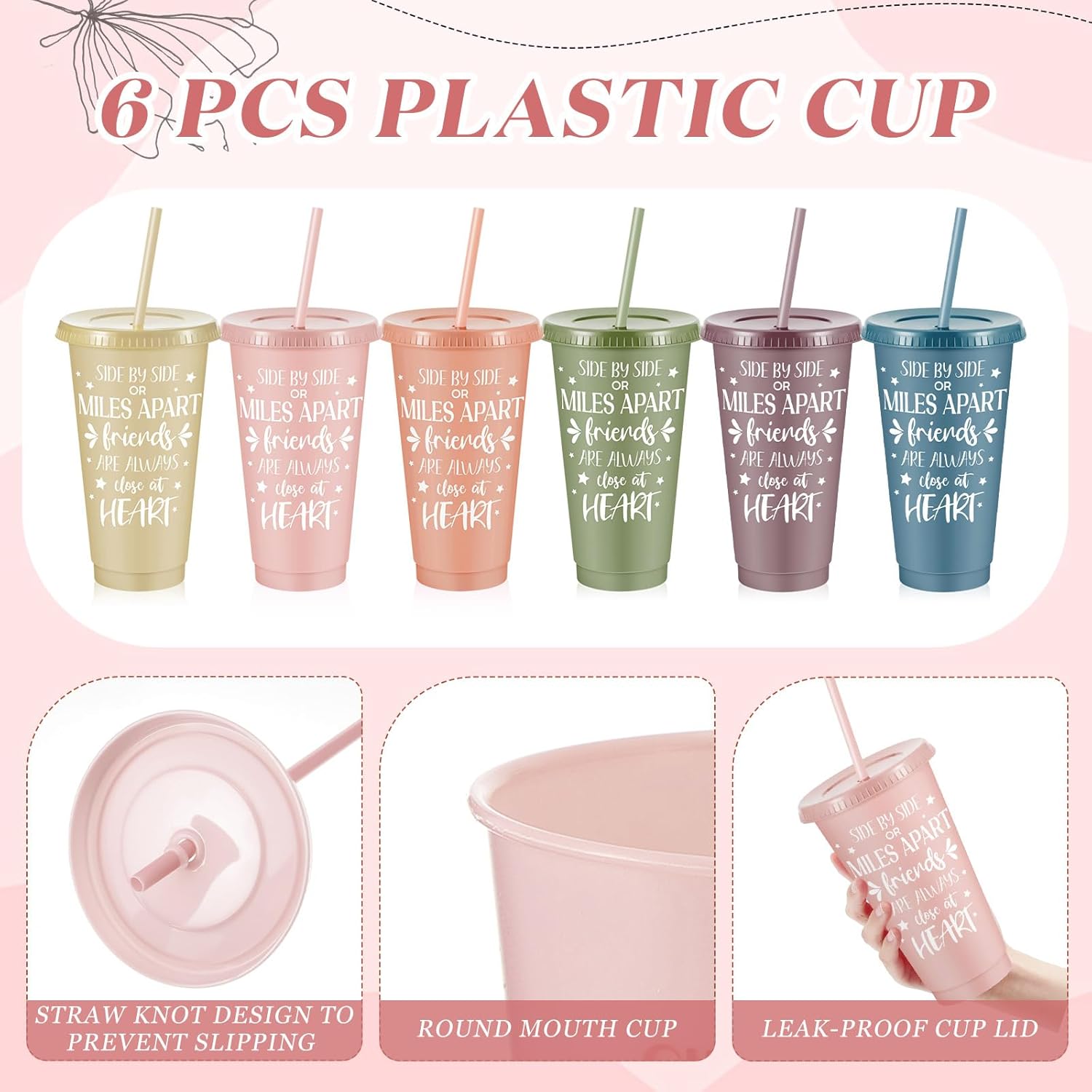 Hollowfly 6 Sets / 18 Pcs Best Friend Gift Bundle for Women, Mother's Day & Graduation Appreciation Gifts with Cups, Makeup Bags & Keychains for Friends, Bffs, Soul Sister,Girls(Morandi Colors)