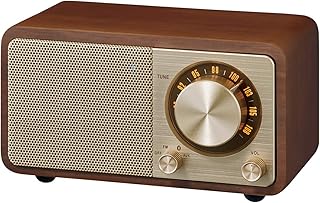Sangean WR-7GW Wood Cabinet Mini Bluetooth Speaker with FM Tuner and Aux-inÂ Special Edition Color Gold/Walnut