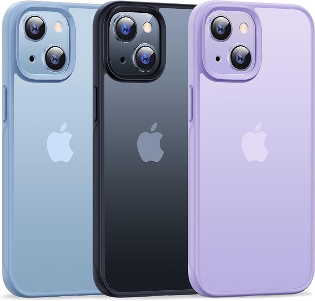 CASEKOO Armor Shockproof designed for iPhone 14 Case 2022/iPhone 13 Case 2021, [Military Grade Protection] [Drop-Proof Grip] Matte Translucent Sturdy Hard PC, Soft TPU Phone Cover 6.1 inch, Purple