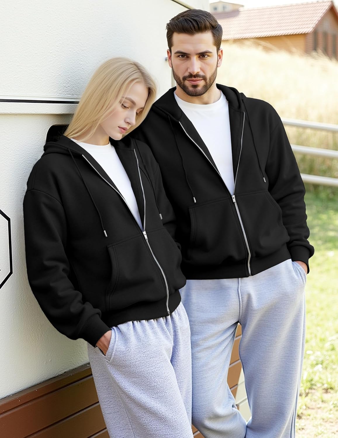 JMIERR Mens Full Zip Casual Cotton Hooded Fleece Drawstring Hoodies Pullover Sweatshirts Casual Long Sleeve Shirts - Image 7