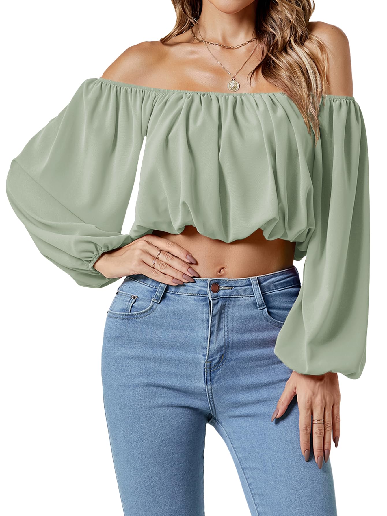 Umenlele Women's Off Shoulder Crop Top