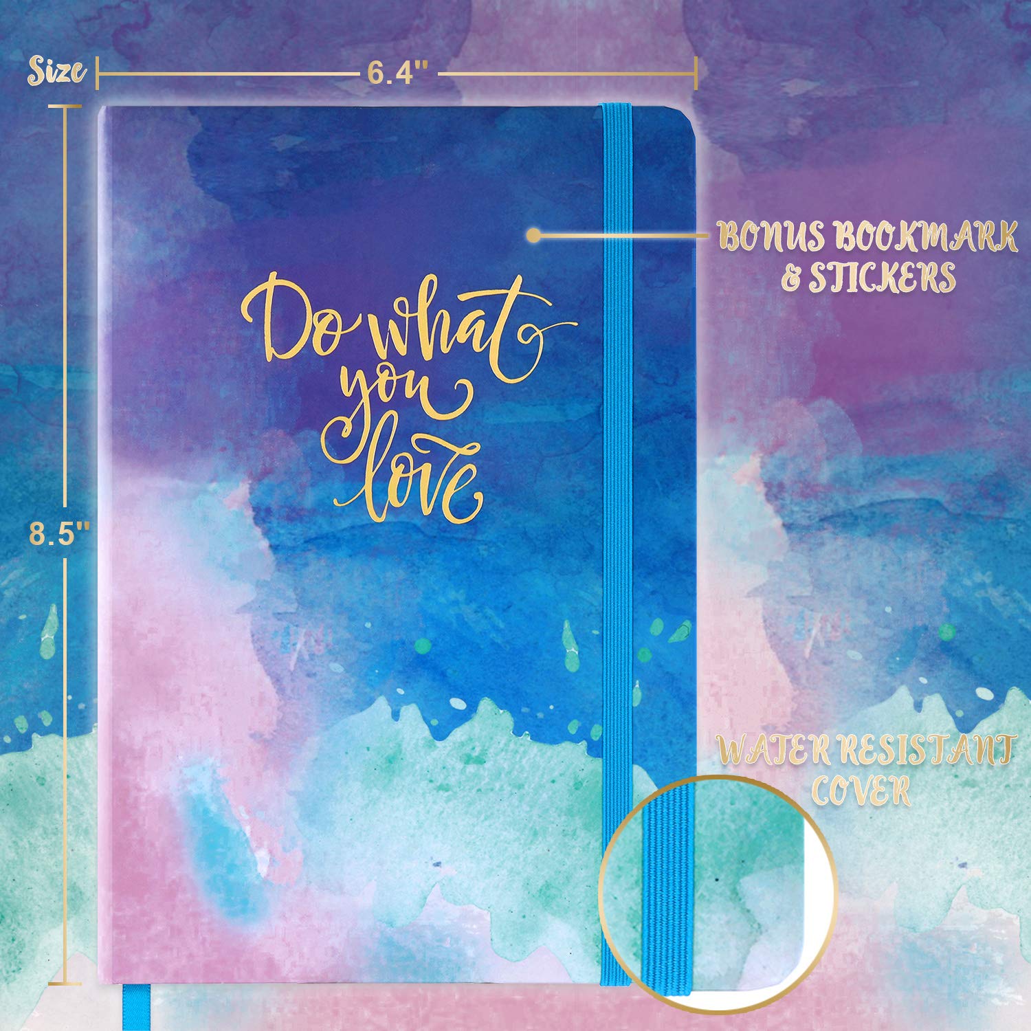 Dotted Bullet Notebook/Journal - Dot Grid Hardcover Notebook, Premium Thick Paper with Stickers and Page Quick Page Finder, 5.75" x 8.4"