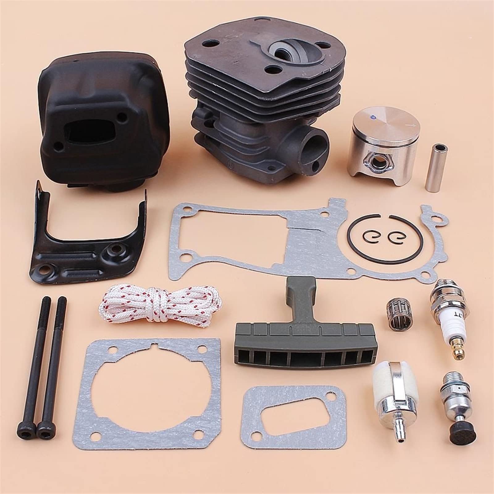 IWBR 44mm tłok cylindra tłumik uszczelka zaworu części silnika silnika nadające się do HUSQVARNA 346 XP 350 351 353 piła łańcuchowa Nikasil Plated