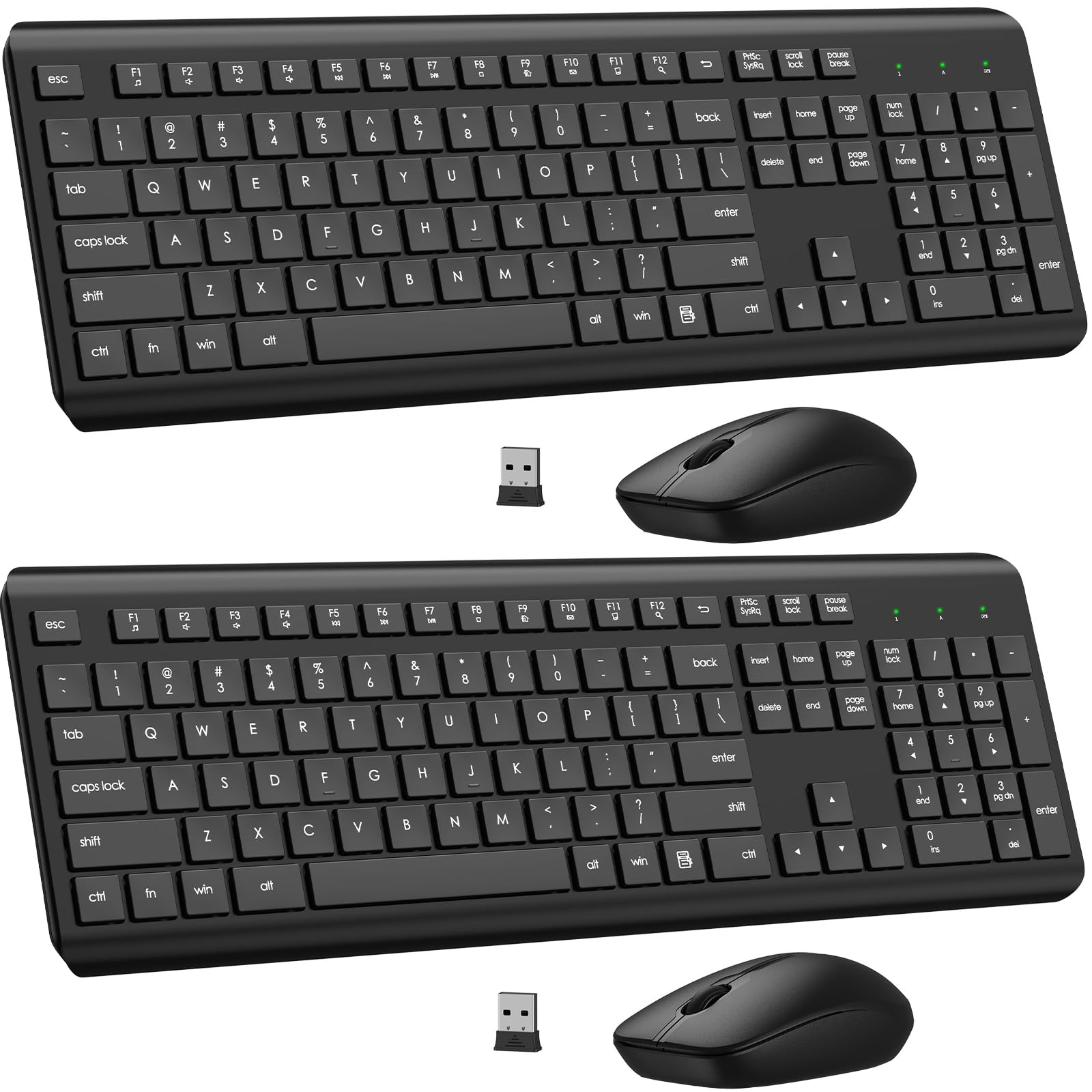 Wireless Keyboard and Mouse Combo, Full Size Silent Ergonomic Keyboard and Mouse, Long Battery Life, Optical Mouse, 2.4G Lag-Free Cordless Mice