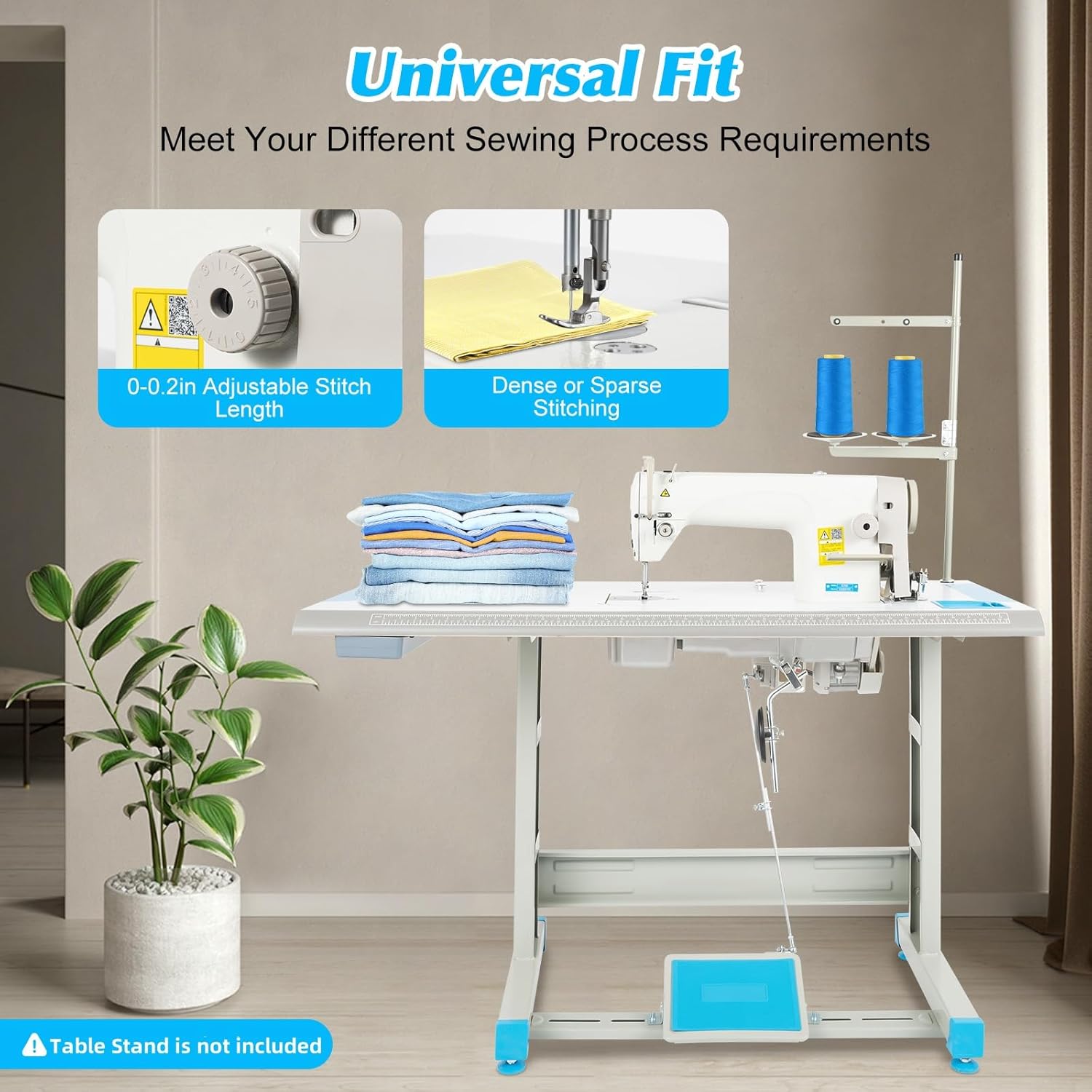 Sewing Machine with Multiple Needle Positions - 110V 550W Sewing Machine Thick Stuff SewingMachine with Large Double-Thread Rotary Hook for Jeans Leather 3500 Stitches/Min (No Table Stand)