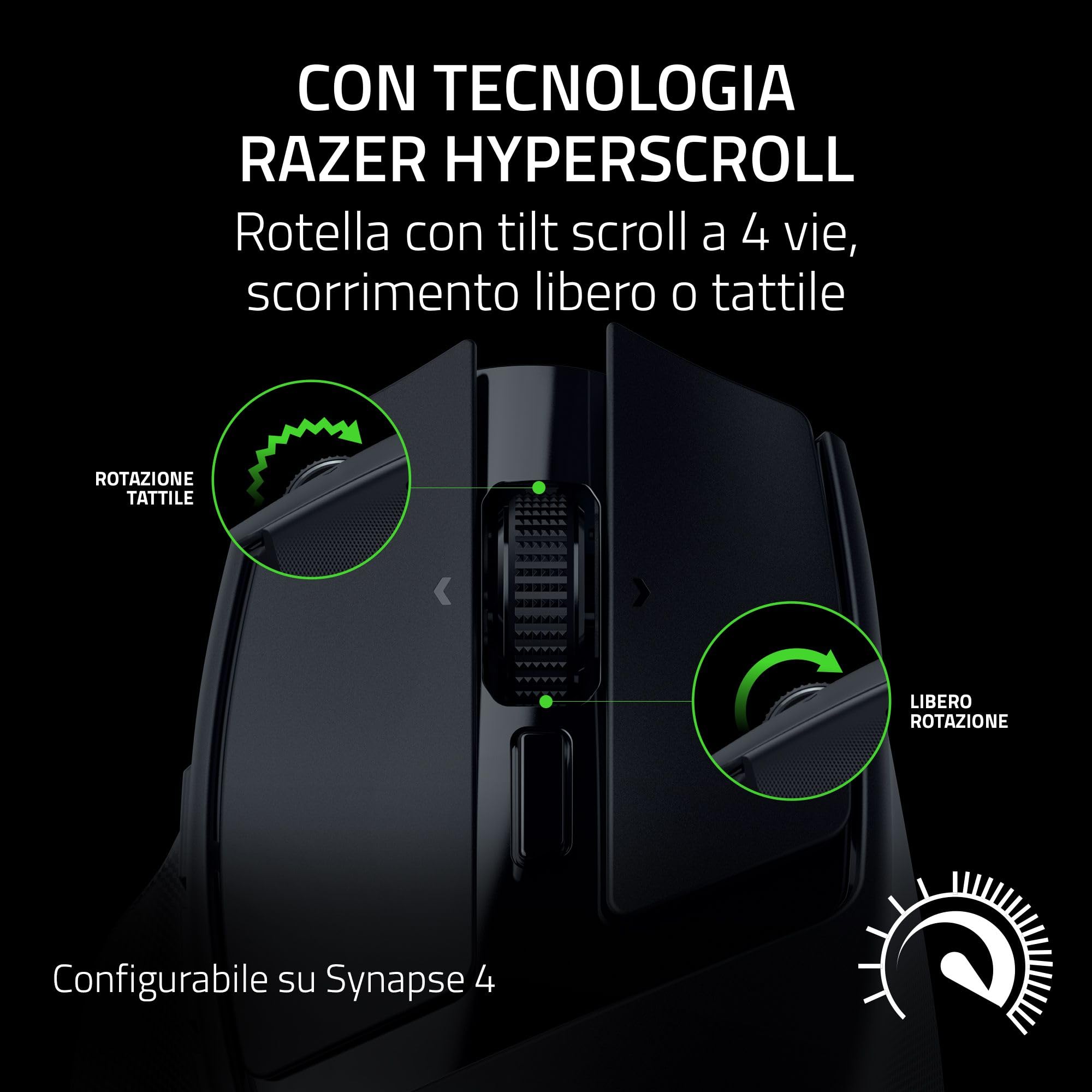 Razer Basilisk Mobile - Piccolo mouse ergonomico portatile da gioco senza fili - AI Prompt Master - Sensore Focus X 18K (connettività tri-mode, fino a 105 ore, switch del mouse Gen-3) Nero