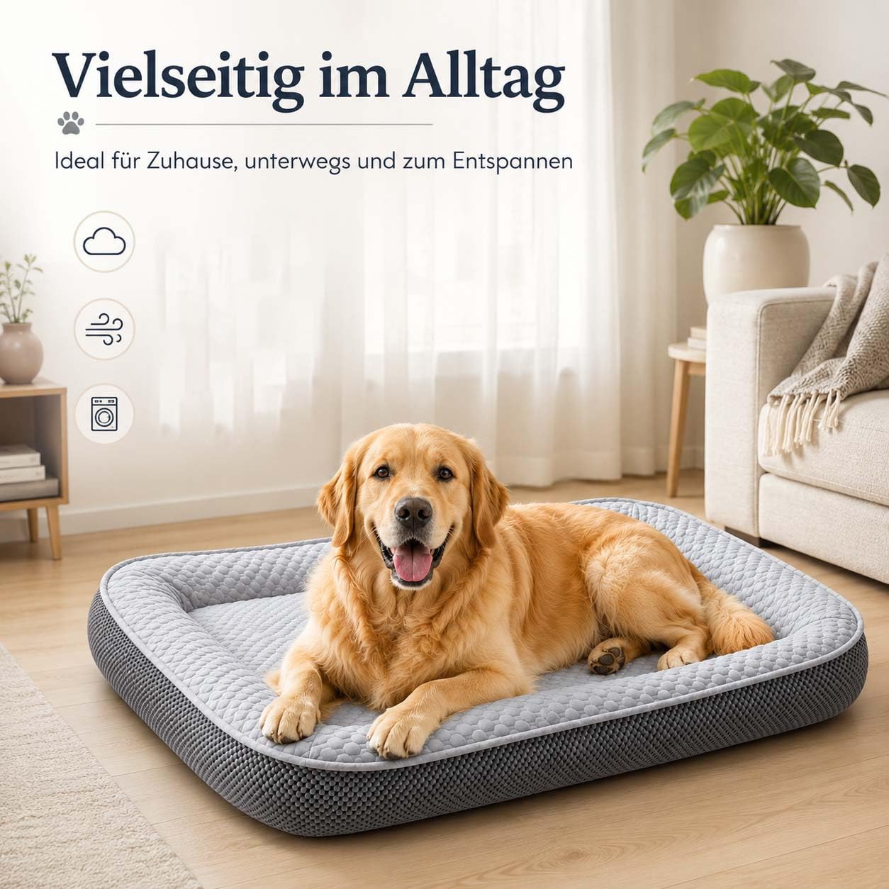 Leyof Premium Kühlkörbchen für den Sommer mit 3D-Mesh-Kühlmatte – Atmungsaktiv, Waschbar & rutschfest, Selbstkühlende Eisgarnfaser für Hunde & Katzen (Grün,XL)