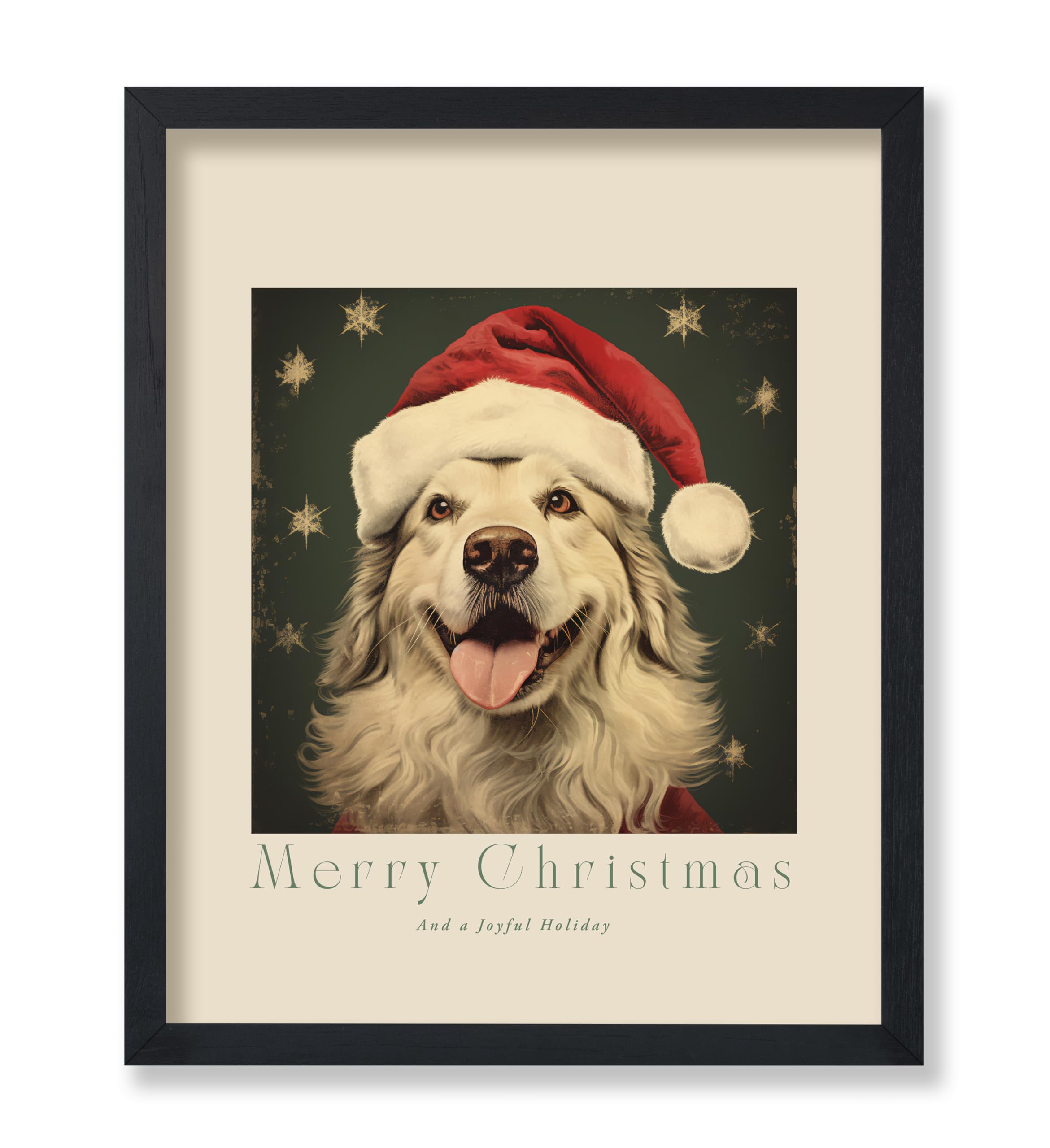 Poster Master Merry Christmas Print - Holiday Poster - Dog Portrait Art - Trendy Wall Design - Gift for Men, Women & Animal Lover - Fun Decor for