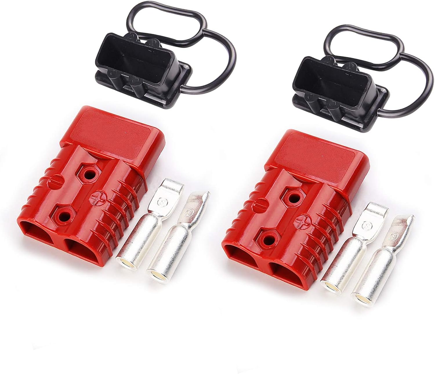 175A 600V Battery Quick Connect Anderson Compatible 2 Pole Power Connector Plug Red w/Terminals for #4 AWG Wire (pin for #4 awg Wire, Standard Set(2housing and 4pins))