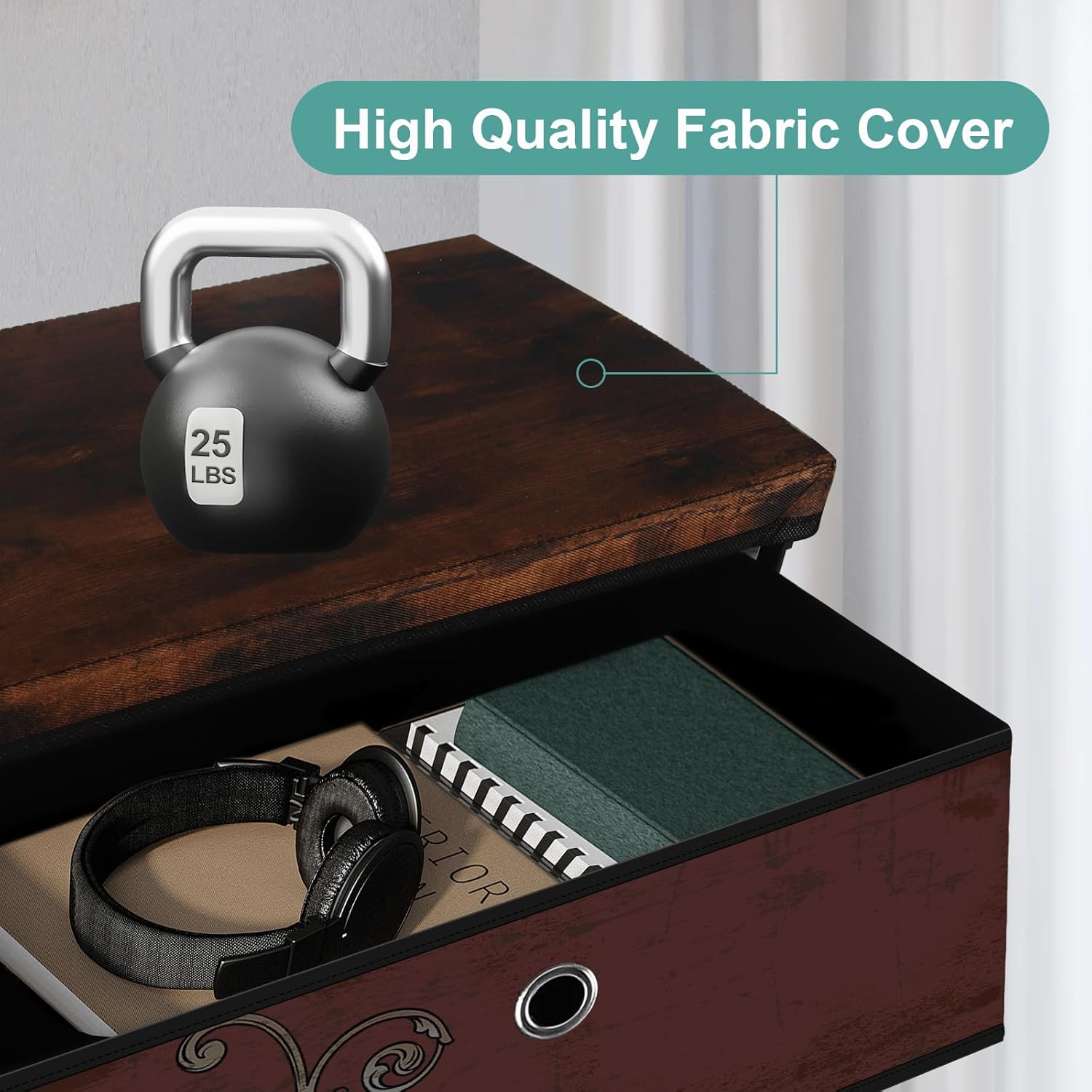 VASICAR Nightstand with 3 Drawers, Clothes Storage Organizer, Small Fabric Dresser for Bedroom, Closet, Entryway, Hallway, Nursery, Dorm