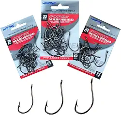 Kit Anzol de Pesca Super Maruseigo Black N°20 N°22 N°24 Preto