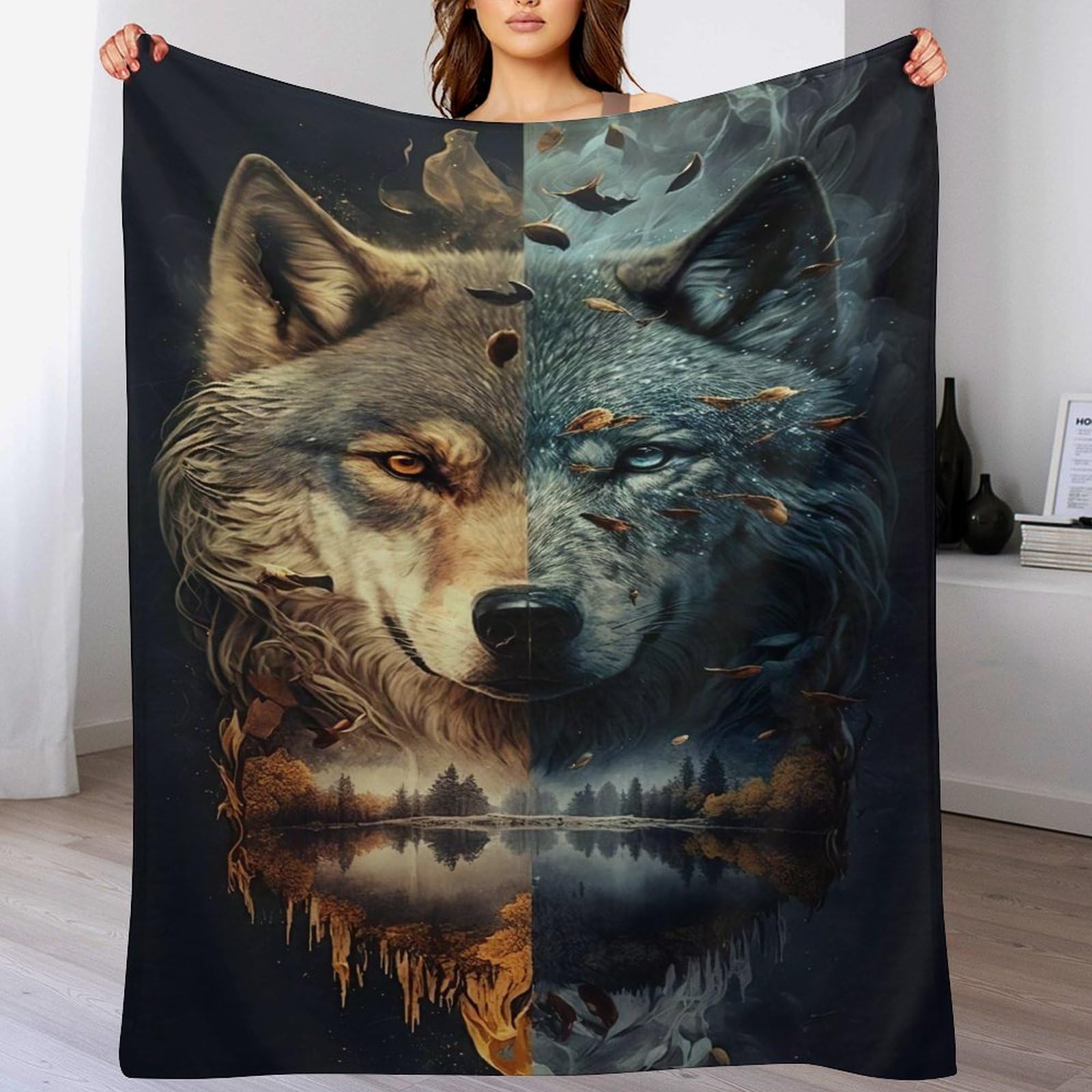 Couverture loup douce et légère en peluche souple