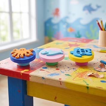 NUOBESTY 6 Pack Ocean Animal Foam Stamps, Kids Painting Sponge Set