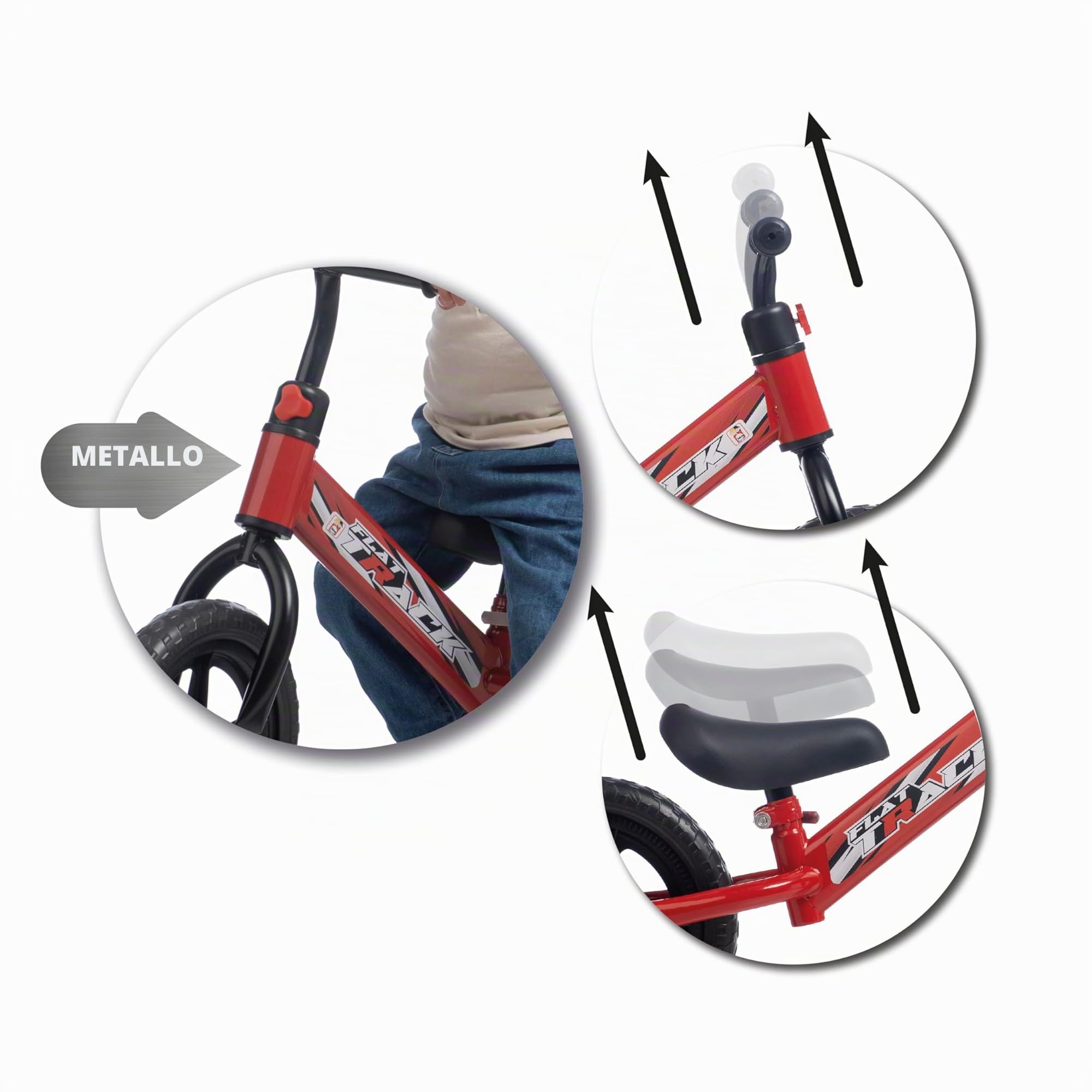 Chicos - Balance Bike Flat Track - Bicicletta Senza Pedali Ultraleggera con Ruote Anti-Foratura, Regolabile per Bambini 1-4 Anni (37004)